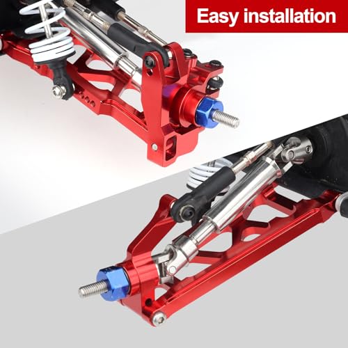 HobbyPark Aluminum Steering Blocks Caster Blocks C-Hubs Stub Axle Carriers and Alloy Suspension Arms Set (Front & Rear) for 1/10 Traxxas Slash 4x4, Replacement of 6837 6832 1952 3655x (Red)