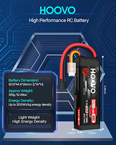 HOOVO 3S LiPo Battery 11.1V 5200mAh 60C TR Plug Softcase RC Battery | for RC Car RC Truck Airplane Helicopter Boat Racing RC Hobby