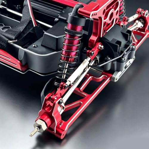 6 Pieces Adjustable Turnbuckles with Rod Ends Aluminum RC Tie Rod Turnbuckle Linkage Kit for Chassis Tuning, Red Silver - color: Red Silver
