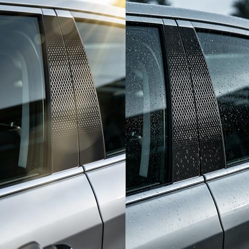2PCS Car B Pillar Sticker Decal,Stylish Carbon Fiber Texture Car Pillar Decals for B-Column Protection,Waterproof Door Pillars Decals Kit Cars Exterior Accessories with Squeegee