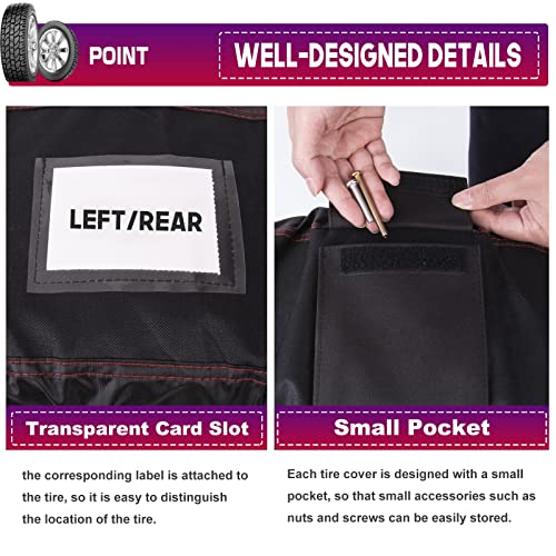 Seasonal Tire Totes, Spare Tire Cover, Portable Winter Wheel, Handle for Easy Transportation, Fits Tires Tire Diameters 21” to 31.5”, Set of 4 Bags Gray
