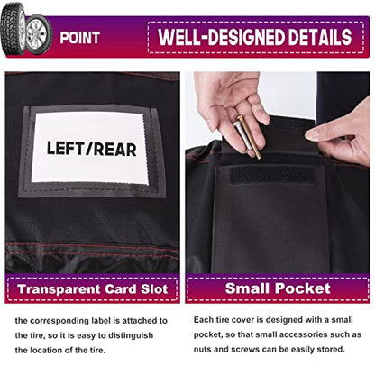 Seasonal Tire Totes, Spare Tire Cover, Portable Winter Wheel, Handle for Easy Transportation, Fits Tires Tire Diameters 21” to 31.5”, Set of 4 Bags Black