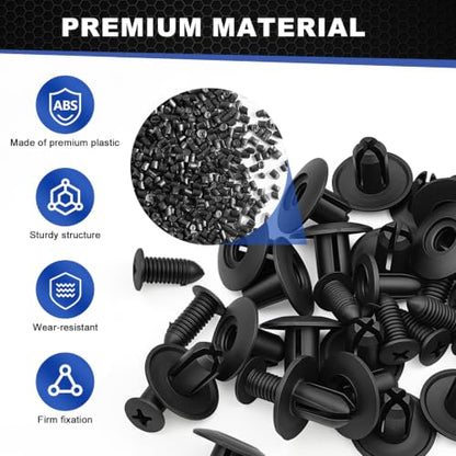120PCS Car Clips Kit, 6 Popular Sizes, Fits Most Vehicles | Push-In Plastic Rivets with Removal Tool for Bumper, Fender & Door Trim Panel Replacement