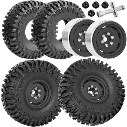 (4PCS) Aluminum 1.9 Beadlock Wheel Rims Heavy Duty for 1/10 SCX10 SCX10 II SCX10 III TRX4 D90 90046.Wheels Rim 1.9inch Beadlock Tires Wheel Hub Rim,Black - color: Black（4PCS）