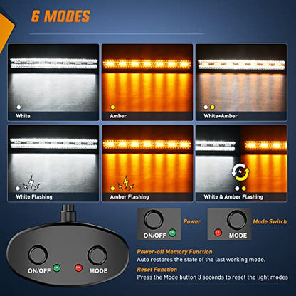 Nilight 20inch Light Bar 4inch Pod Amber White Strobe 6 Modes Light Kit | Constant/Flash 6 Modes Auxiliary Lights, Spot-Flood Combo Beam, 22" 420W bar 2×4" 60W Pod light w/ Wiring Harness - color: Amber&White - 20Inch Light Bar + 2Pcs 4Inch Pods + Wiring