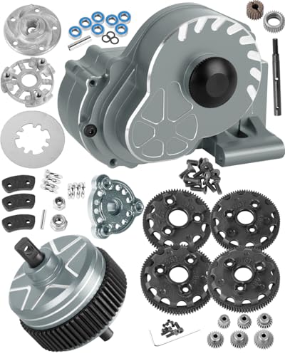 Metal Transmission Complete Upgrades Part for 1/10 Slash/Rustler/Stampede/Bandit 2WD(VXL),Gearbox Case w/76T 83T 86T 90T Gear,Diff,Slipper Clutch & Rebuild Kit,Pressure Plate,Titanium - color: Titanium(1set)