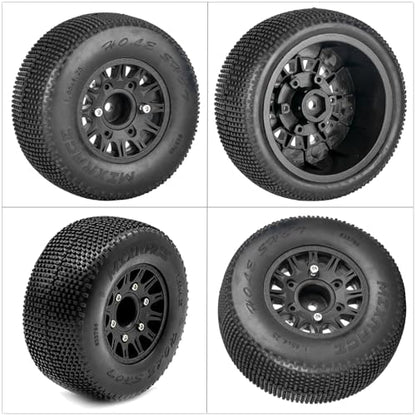 RC Wheels Tires,1/10 RC Short Course Truck Wheels and Tires with 12mm 14mm 17mm Hex for Slash 2WD 4x4,Axial/Arrma Senton/Redcat Rc4wd RC Car. (Black)