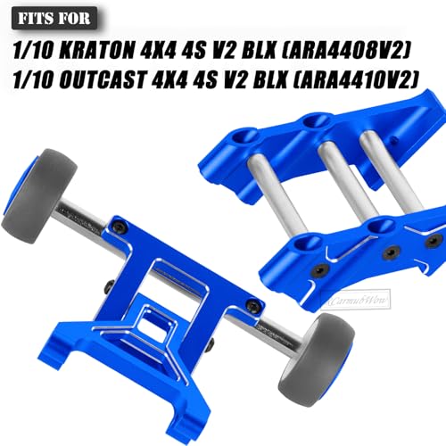 RC Aluminium Wheelie Bar Set & Wing Mount Upgrades Part for 1/10 KRATON/OUTCAST 4X4 4S V2 BLX,Alloy Rear Wing Mount Stand Up Wheel Hops Up,Replace ARA320613,ARA320631,Navy Blue - color: Navy Blue(1 Set)