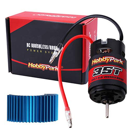 HobbyPark 35T Motor 550 Brushed Electric Engine w/Heatsink for 1/10 RC Crawler Cars Traxxas TRX4 TRX6 Axial SCX10 Redcat Gen7 Gen8 RC4WD - size: 35T