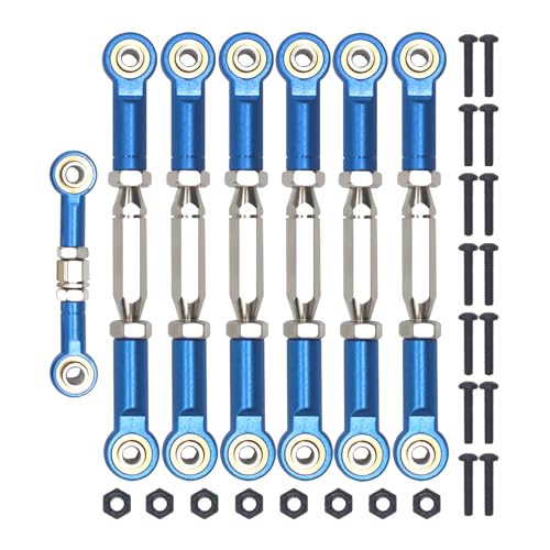 Aluminum Adjustable Turnbuckles Camber Link Upgrade Parts for Traxxas 1/10 Rustler 2WD/4X4, Slash 4X4/2WD, Stampede 4X4/2WD VXL, Hoss 4x4, 7 PCS (Blue) - color: Blue