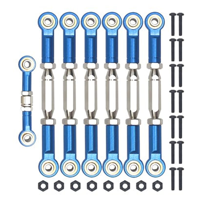 Aluminum Adjustable Turnbuckles Camber Link Upgrade Parts for Traxxas 1/10 Rustler 2WD/4X4, Slash 4X4/2WD, Stampede 4X4/2WD VXL, Hoss 4x4, 7 PCS (Blue) - color: Blue