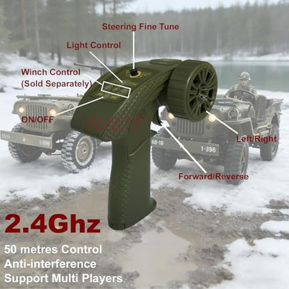 YUCT 1/10 Willys RC Jeep 4x4 Military RC Crawler | Off Road Army Trucks for Adults(Camel with Driver Figure & Machine Gun) - color: Camel