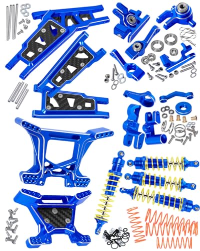Upgrades Part for 1/10 Rustler 4x4 (VXL),Alloy RC Shock Absorber,Suspension Arm,Caster Block,Steering Blocks,Rear Stub Axle Carriers,Steering Bellcranks,Shock Tower,Navy Blue - color: Navy Blue - Upgrades
