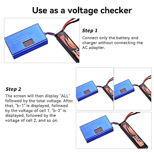 Airsoft Battery Charger- Lipo/Li-Ion Balance Smart Charger for 11.1V 7.4V 14.8V 2S 3S 4S Battery with Battery Checker for Airsoft Gun Gel Ball Blaster Splat Ball Gun & RC Hobby