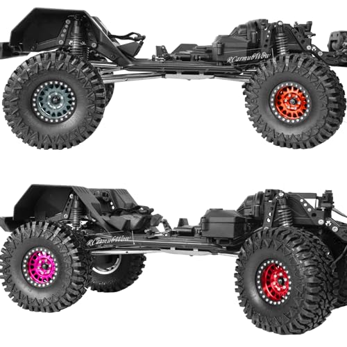 RcarmumbWow RC 1.9in Beadlock Wheels and Tires for 1/10 TRX4,Axia1 SCX10 II 90046 SCX10 III,D90 RC Crawler Car,Alloy 1.9in rc Beadlock Rims,Soft Rubber 1.9in rc Beadlock Tires,4pcs,Titanium - color: Titanium(4pcs)