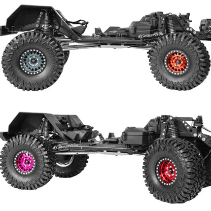 RcarmumbWow RC 1.9in Beadlock Wheels and Tires for 1/10 TRX4,Axia1 SCX10 II 90046 SCX10 III,D90 RC Crawler Car,Alloy 1.9in rc Beadlock Rims,Soft Rubber 1.9in rc Beadlock Tires,4pcs,Titanium - color: Titanium(4pcs)
