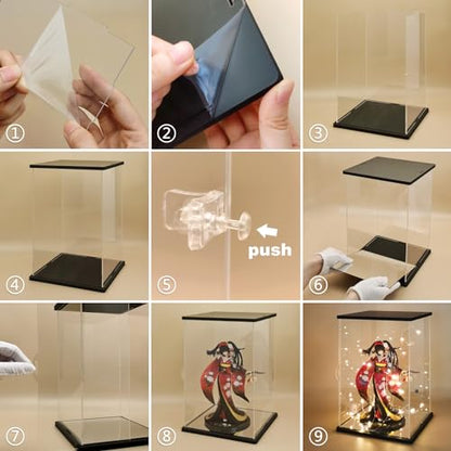 NONEMEY Clear Acrylic Display Case with Remote Control Light for 400% Bearbrick, Dustproof Model Showcase Organizer Box, Display Case for Collectibles Bearbrick (6×4.7×12.6inch,15×12×32cm) - size: 5.9×4.7×12.6 inch, 15×12×32 cm