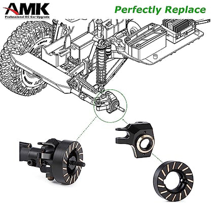 SCX10 II Brass Steering Knuckles 96g Outer Portal Drive Housing with 150g Wheel Weights for Front Axle for 1/10 RC Crawler AR44 Axial SCX10 Upgrades
