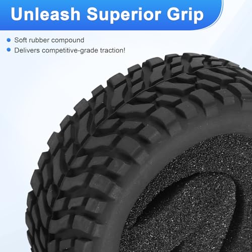 uxcell 4Pcs Soft Rubber RC On-Road Car Tyres D17-Type Sponge Inside for RC 1/10 HSP Tires Scale Touring On-Road Racing DIY Model Car- 75mm(2.95") OD x 30mm(1.2") Width, Black