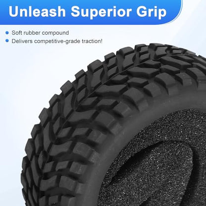 uxcell 4Pcs Soft Rubber RC On-Road Car Tyres D17-Type Sponge Inside for RC 1/10 HSP Tires Scale Touring On-Road Racing DIY Model Car- 75mm(2.95") OD x 30mm(1.2") Width, Black