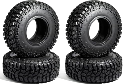2.2 Rubber Rocks RC Tires with Foam Inserts - 125mmOD Tire Super Soft Rubber for 1:10 Scale Rock Crawlers, Trail Trucks - Compatible with Axial SCX10 90046 AXI03007 D90 Traxxas TRX-4, KM2 Wraith - size: 2.2in