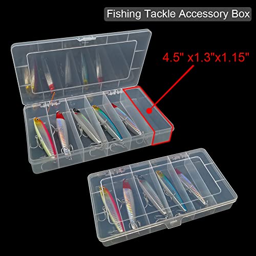 Vidifor 2 Pack 6 Grids Tackle Box Organizer Mascara Brushes Container Fishing Tackle Tray Box Plastic Storage Organizer Container for Crafts, Beads Earrings, Screws, Nail, Pins - size: 6 grids 2pcs no dividers