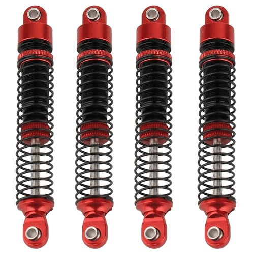 4PCS 65mm Aluminum Shocks Absorbers Oil Threaded Damper for 1/18 RC Crawler TRX4M TRX-4M Bronco Defender K10 Upgrade Parts (red) - color: 65mm-red
