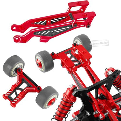 RC Upgrades Part for 1/8 Kraton/Outcast/Notorious 6S BLX,Alloy Front Rear Suspension Arms,Front Knuckles Steering Blocks &Rear Hub Stub Axle Carriers,Wing Mount &Wheelie Bar Set,Red - color: Red(1set)