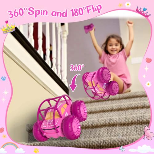 MaxTronic Amphibious Remote Control Car,Rechargeable RC Cars Toy 360° Flips Rotation Stunt Crawler 15KM/H 4WD All Terrain Outdoor Indoor Toy for Kids Boys Girls 3-12 - color: Pink