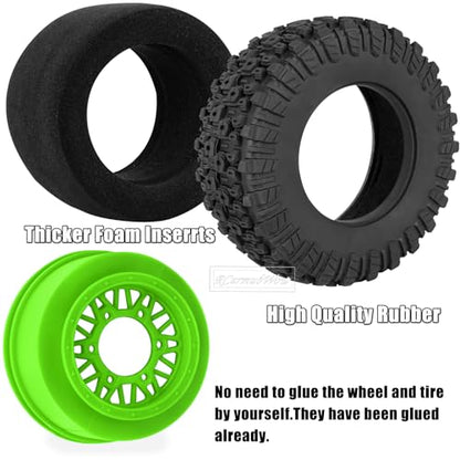 RC Wheels and Tires Truck Tires Short Course Tires for 1/10 Scale Car Arrm a Senton,Slash 2WD 4×4,Axia1,Rc 4wd,Red cat,Plastic Wheels Rubber Tires,4pcs,Green - color: Green(4pcs)