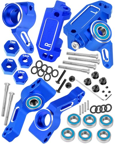 Upgrades Parts for 1/10 Slash VXL 2WD/Stampede VXL 2WD/Rustler VXL 2WD/Bandit VXL 2WD,Aluminum Front Steering Block Knuckles & C-Hubs Caster Blocks & Rear Hubs Hops Up,Navy Blue - color: Navy Blue(upgrades Parts)