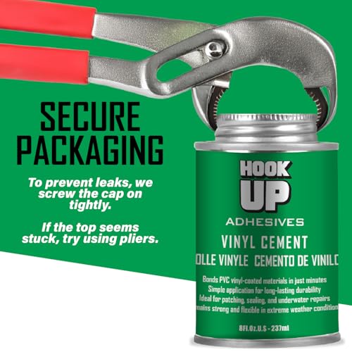 Vinyl Cement – Waterproof Pool Liner Repair Glue for Vinyl & PVC, Fast-Drying Flexible Contact Cement for Inflatables, Air Mattresses, Boats, Tarps, Hot Tubs & Pool Patch Repairs (8 oz) - size: 8 oz