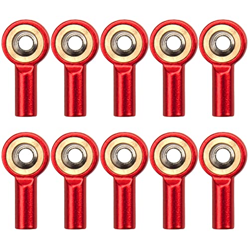 10Pack Vgoohobby Aluminum M2 Link Rod Tie Rod End,M2.0 Ball Joint 15mm Linkage Ball Head Holder Compatible with Tamiya Mini 4WD HSP RC Car Model Boat (Red) - color: Red