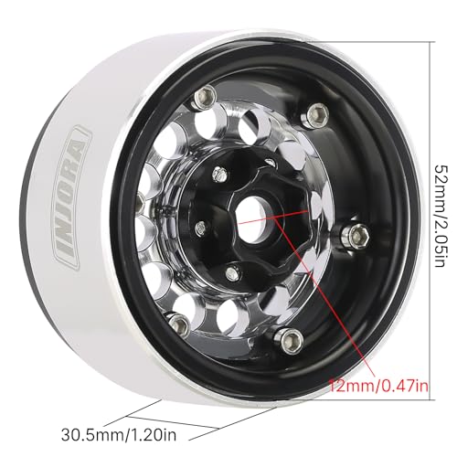 INJORA 1.9" 150g Brass & Aluminum -10mm Offset Wheels for 1/10 RC (Silver) - color: Silver
