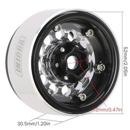 INJORA 1.9" 150g Brass & Aluminum -10mm Offset Wheels for 1/10 RC (Silver) - color: Silver