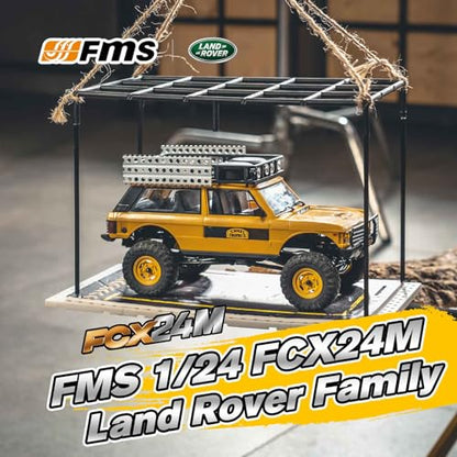 FCX24MS FMS 1/24 RC Crawler, Land Rover S Family, 2.4Ghz Off-Road RC Rock Crawler with Lighting Effects, Speed Switch and Accessory Packs, RC Cars for Adults (Discovery S)