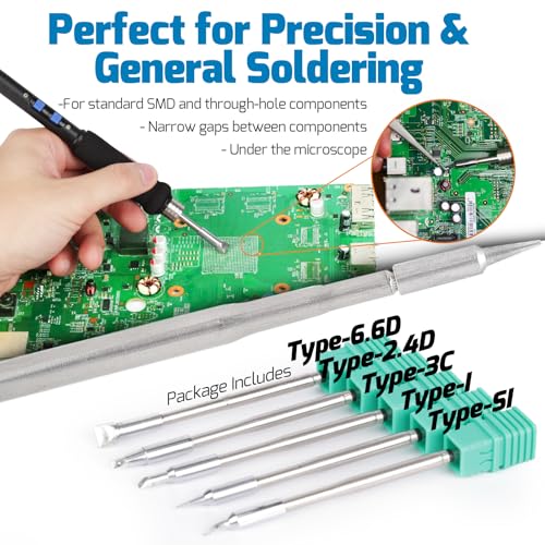 WEP 982-V Micro Soldering kit with 5 C245 Soldering Iron Tips, Temperature Control, Sleep Mode, Auto Shutdown and LCD Display
