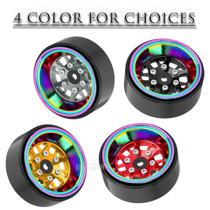 RC 1.3 Beadlock Wheel Rims for 1/18 TRX4M 1/24 SCX24 RC Crawler Car,Aluminum Alloy Beadlock Wheel Rim Hub,4Pcs RC Off Road Buggy Rally Truck Car Wheels Rims,Yellow - color: Yellow - (1.3 Beadlock Rims)