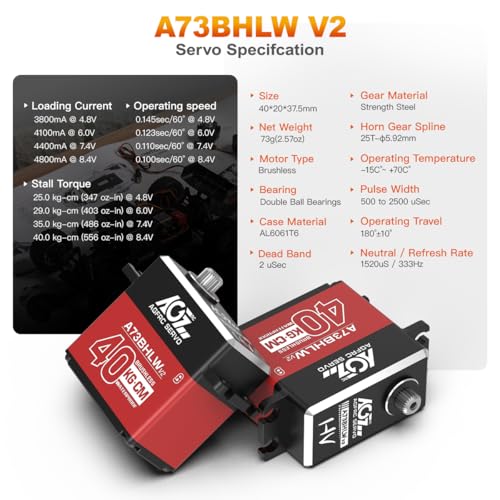 AGFRC 32KG A73CHLW V2 Coreless Waterproof Servo and A73BHLW V2 40KG Brushless Waterproof Programmable Steering Servo