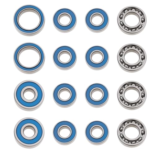16PCS RC Off-Road Car Front and Rear Bearings Kit 5x11x4 mm 7x14x3.5mm Open 5x14x5mm 10x15x4mm Compatible with Axial SCX10.2 SCX10 II Ar44