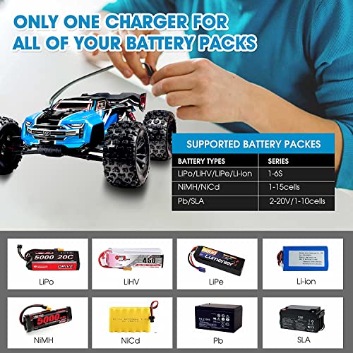 100W 10A AC/DC 1-6S Lipo Battery Charger Discharger Smart Balance Lipo Charger for LiPo LiHV Life NiMH NiCd Pb for Hobby RC Car Boat Drone FPV Racing Airplane Helicopter Airsoft