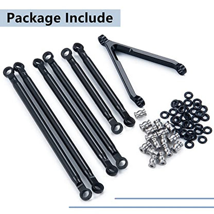 Maleonn RC Aluminum Alloy Suspension Links Rod Link Chassis Linkage for 1/24 RC Crawler Car SCX24 Links Upgrades AXI00005 Accessories - Black - color: Black