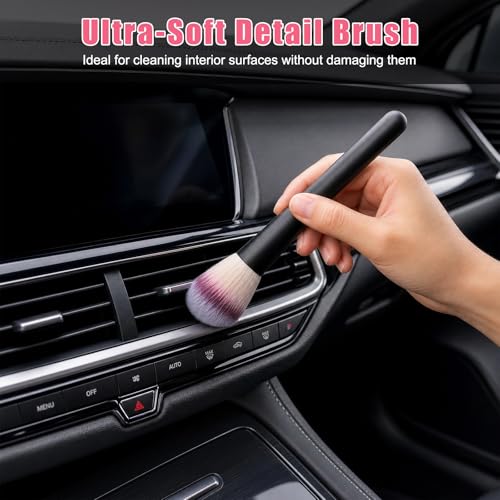 6 PCS Car Detailing Brush Set, Ultra Soft Bristles Auto Cleaning Brush Kit, Scratch-Free Exterior Interior Detailing Brushes for Wheels Air Vents Leather Seats, Car Accessories