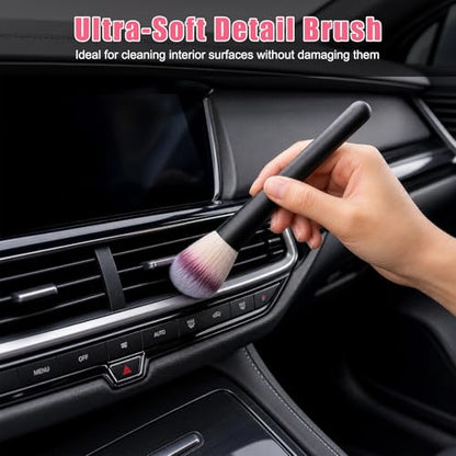6 PCS Car Detailing Brush Set, Ultra Soft Bristles Auto Cleaning Brush Kit, Scratch-Free Exterior Interior Detailing Brushes for Wheels Air Vents Leather Seats, Car Accessories