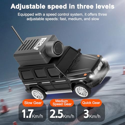 Wltoys 1:64 FPV RC Drift Car, 720P WiFi APP, 2.4GHz Gyro | HD Camera with Real‑time Video. Dual Control: Remote or Phone App. 3 Speeds & Suspension. LED Lights for Hobbyists - color: Black