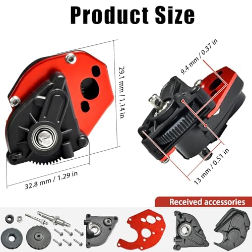 SCX24 Complete Transmission Gearbox with Steel 0.3 Mod Transmission Gear for Axial SCX24 Deadbolt C10 JLU Gladiator Bronco 1/24 RC Crawler Car Upgrade, Enhanced Durability Reliability