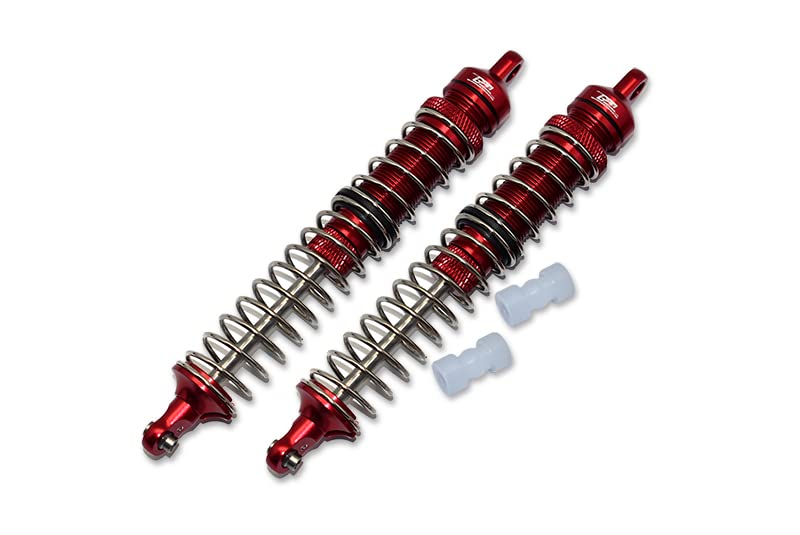 GPM for 1/8 LMT 4WD Solid AXLE Monster Truck Aluminum Front/Rear Adjustable Spring DAMPERS (130MM) -4PC Set (red)