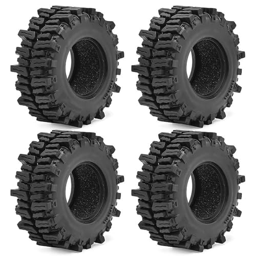 4PCS 1.3" Rubber Tire All Terrain Wheel Tyre with Foam Inserts for 1/12 1/14 1/18 1/24 Crawler Car for TRX4M SCX24 AX24 FCX24 FMS 1/24 Micro 1.0inch Beadlock Upgrade Parts (64x26mm,B) - color: 64x26mm,b