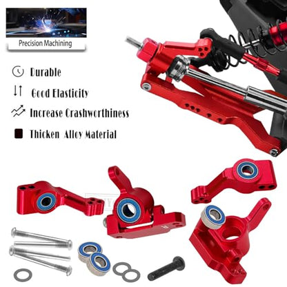 Upgrades Part for 1/10 Slash 2WD VXL,Aluminium Suspension Arm,Shocks Tower,Steering Blocks,Caster Block,Rear Stub Axle Carriers,Steering Bellcranks Hops Up,Red - color: Red - (Upgrades)