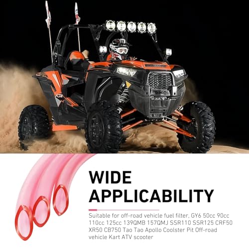 Fuel Line Hose Tube, 0.2" ID 9.84ft Flexible Carburetor Fuel Vent Line, Waterproof Rubber Petrol Fuel Gas Lines Pipe Hose Tubing, Compatible with Motorcycle ATV Dirt Bike (Pink)